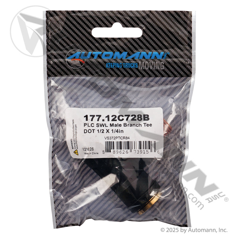 177.12C728B - PLC SWL Male Branch Tee DOT 1/2 X 1/4in (T5)