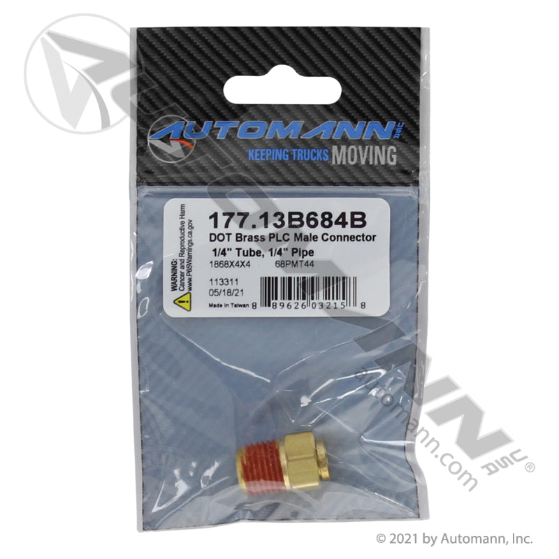 177.13B684B - Brass PLC Male Connector 1/4 X 1/4in (T5)