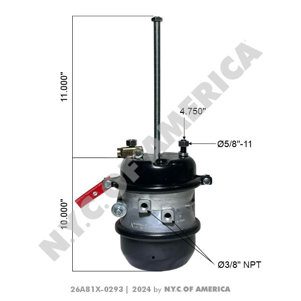 26A81X-0293 BRAKE CHAMBER GC3030LCW-LONGS (6A)