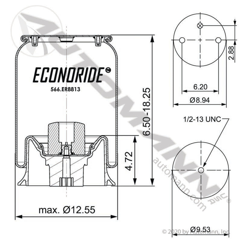566.ER8813 - Econoride Air Spring Rolling Lobe (10E) peterbilt y kenworth