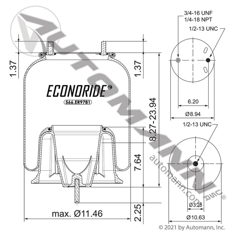 566.ER9781-24 - Econoride Air Spring Rolling Lobe freightliner