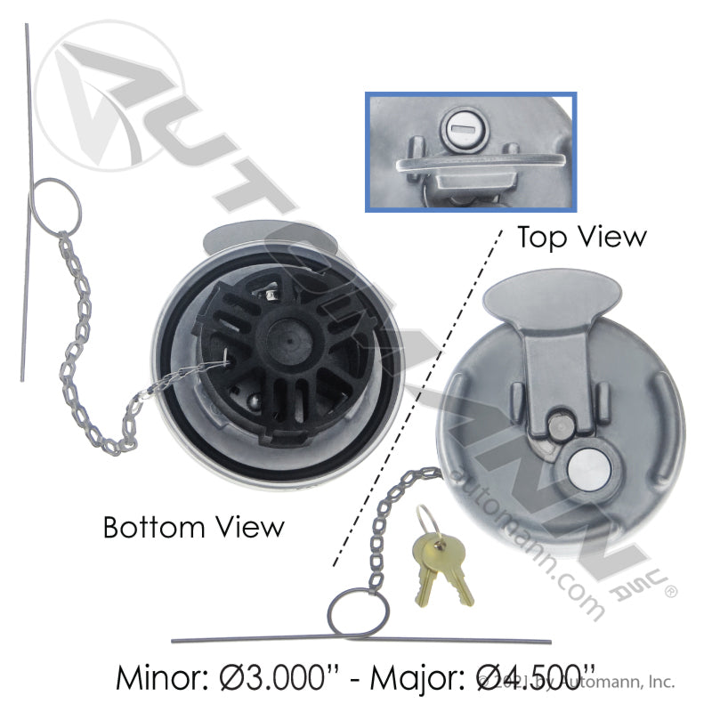 572.1015 - Fuel Cap Vented Locking Peterbilt (FRONT)