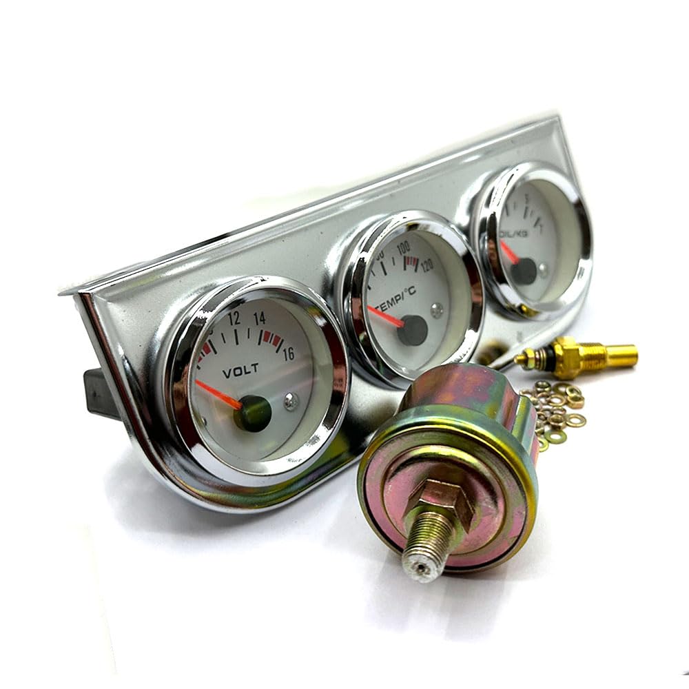 Triple Gauge Kit Voltmeter Water Temp Gauge Oil Pressure Gauge with Sensor Car Meter