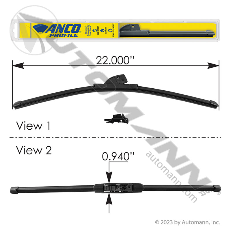 ANA-22-M Wiper Blade ANCO Profile Beam 22in(FRONT)
