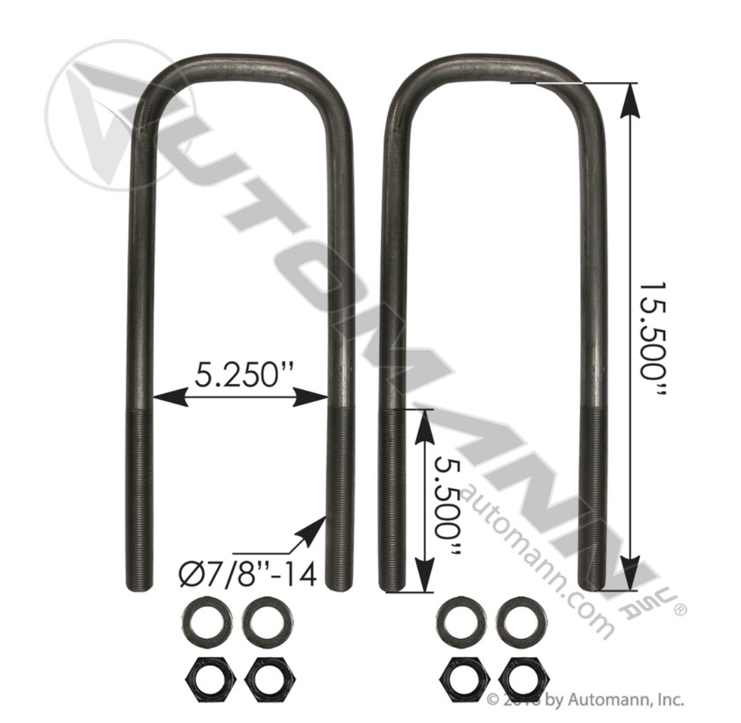 AUBK8866-154 - U Bolt Kit 7/8 X 5-1/4 X 15-1/2 FRT (5C)
