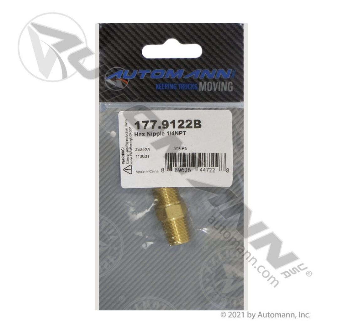 177.9122B - Hex Nipple 1/4NPT