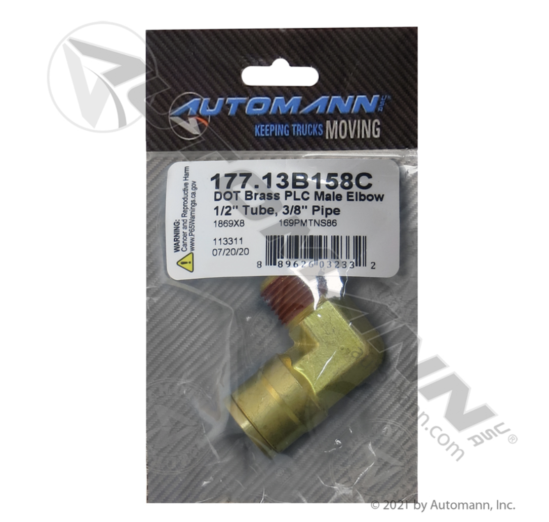 177.13B158C - Brass PLC Male Elbow 1/2 X 3/8in