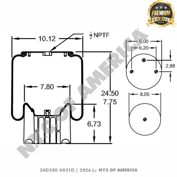 24D58X-0031D - Air Spring Rolling Lobe (TRA1)