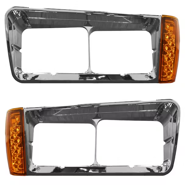 Freightliner FLD Headlight Bezel With LED Turn Signal Light (LH & RH) (9C)