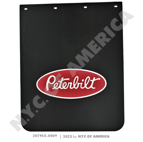 24T94X-0009 MUD FLAP, POLY, BLACK WITH PETERBILT LOGO