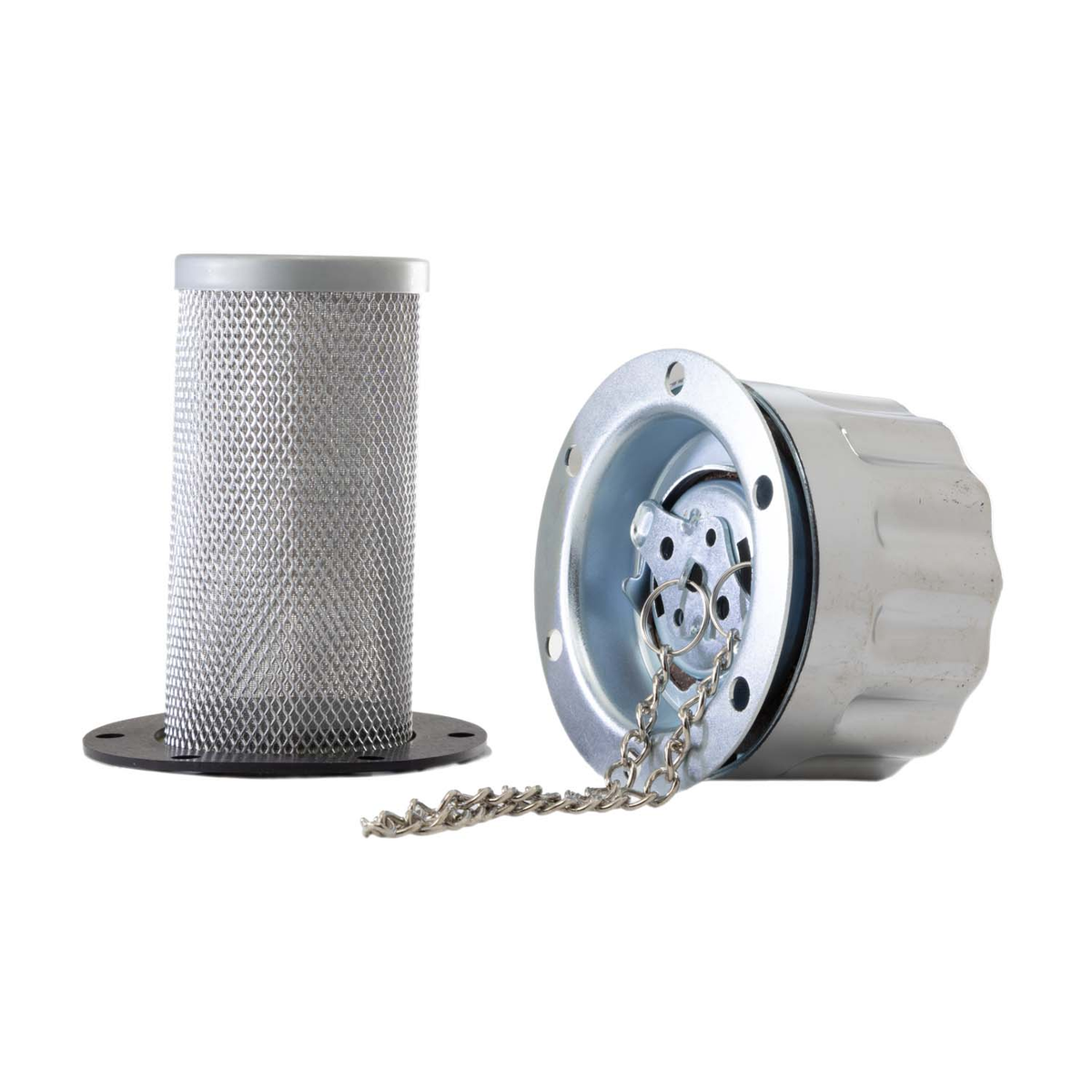 WA015 - Filler Cap w/Strainer Basket, Hardware, Gasket & Tether Chain (12B)