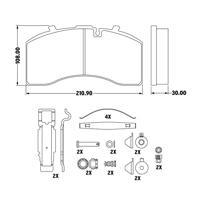 SAP-BPD1369 SAP Air Disc Brake Pad Set for Caliper Bendix® ADB22X ADB22X-LT - Knorr SK7 / FMSI D1369