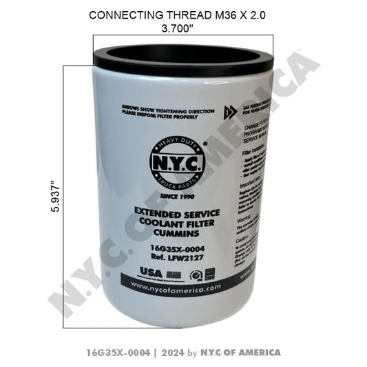 16G35X-0004/LFW2127 - Water Filter Coolant CASCADIA(1B)