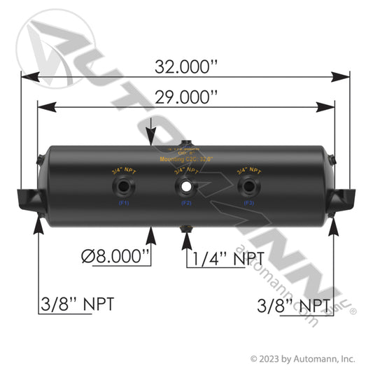 172.2000R - Air Tank 1425 Cubic in Vol 8.000in (5E)