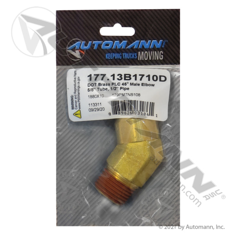 177.13B1710D - Brass PLC 45 Deg NS Elbow 5/8 X 1/2in (T5)