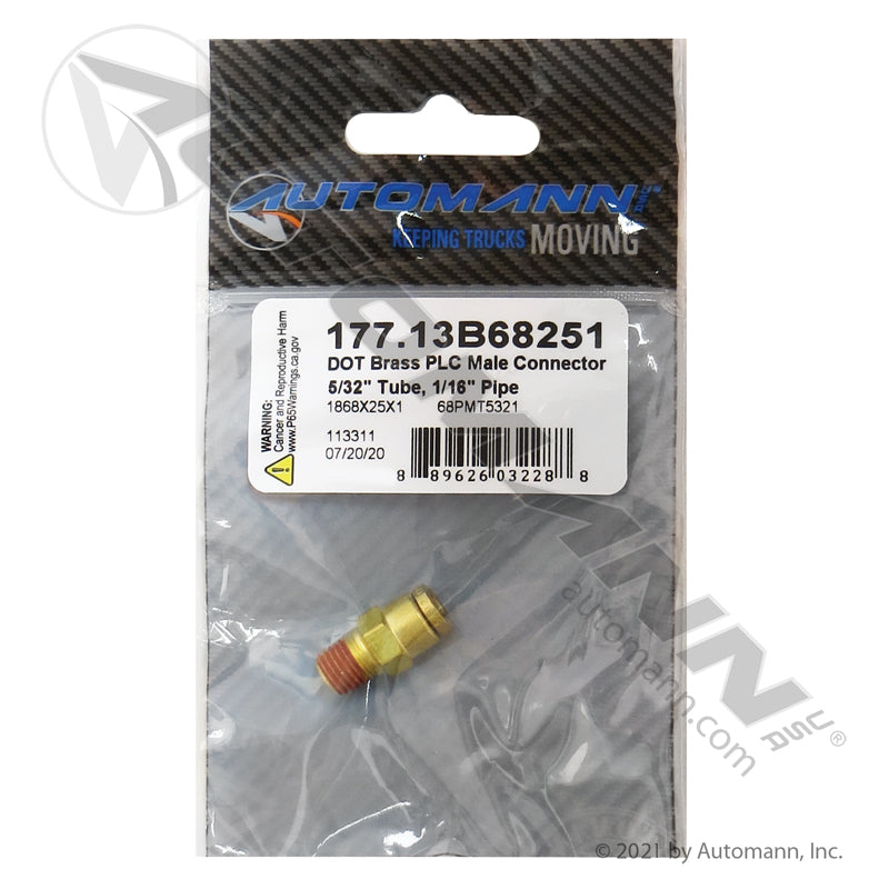 177.13B68251 - Brass PLC Male Connector 5/32 X 1/16in (T5)