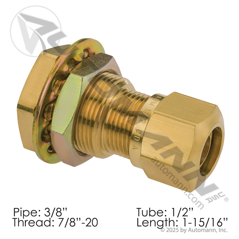 177.1466BH8C - Bulkhead Compression 1/2in x 3/8in NPT (T5)