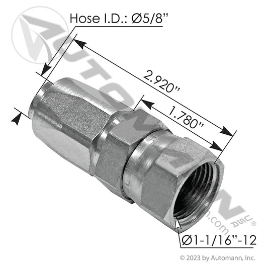 177.78400-1212 - UT Fitting #12 Hose - #12 JIC