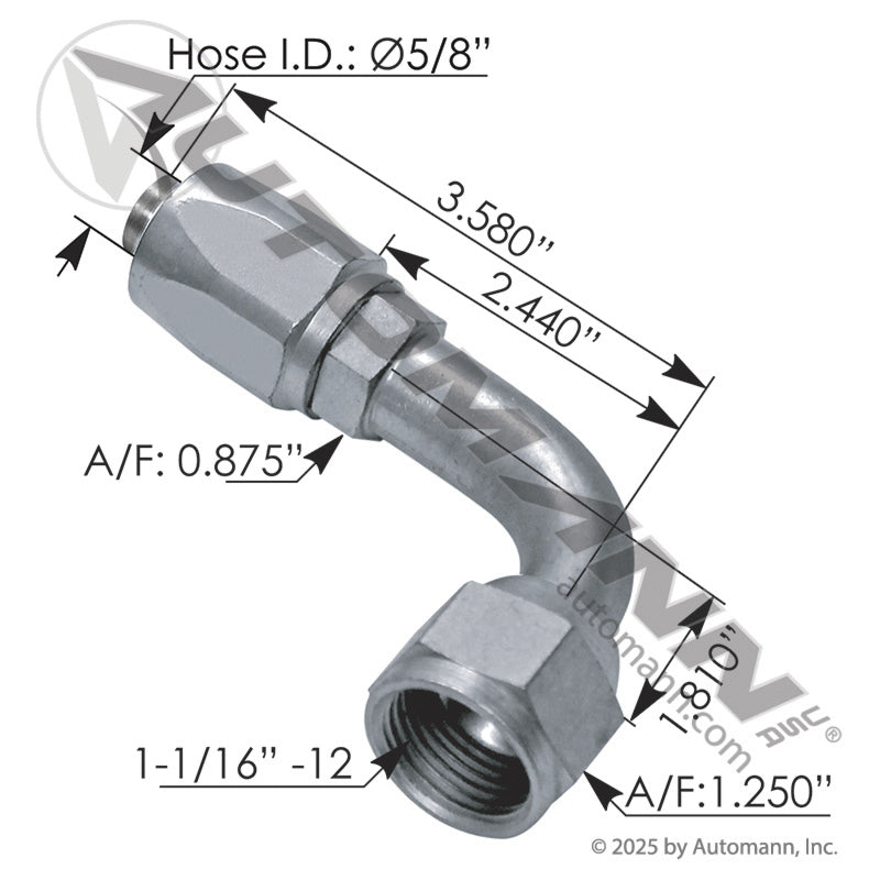 177.78425-1212 - UT Fitting #12 Hose - #12 JIC 90deg