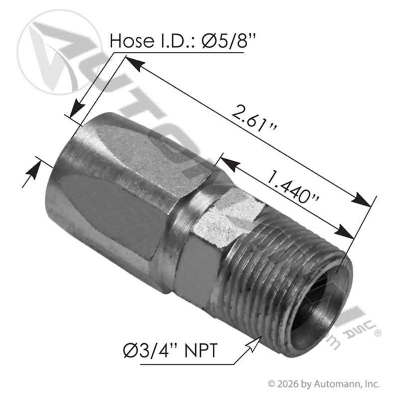 177.78615-1212 - UT Fitting #12 Hose - 3/4in Male NPTF
