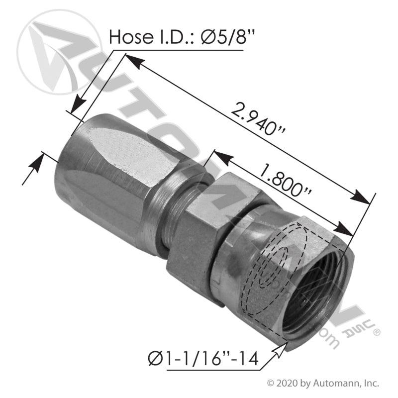 177.78775-1212 - UT Fitting #12 Hose - #12 SAE