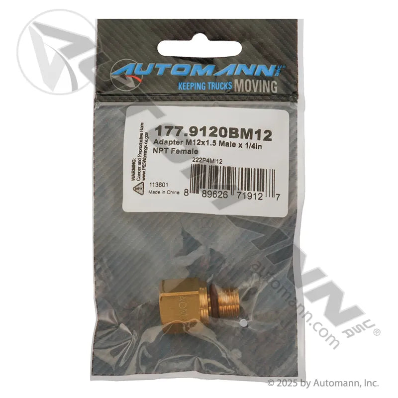 177.9120BM12 - Adapter M12x1.5 Male x 1/4in NPT Female