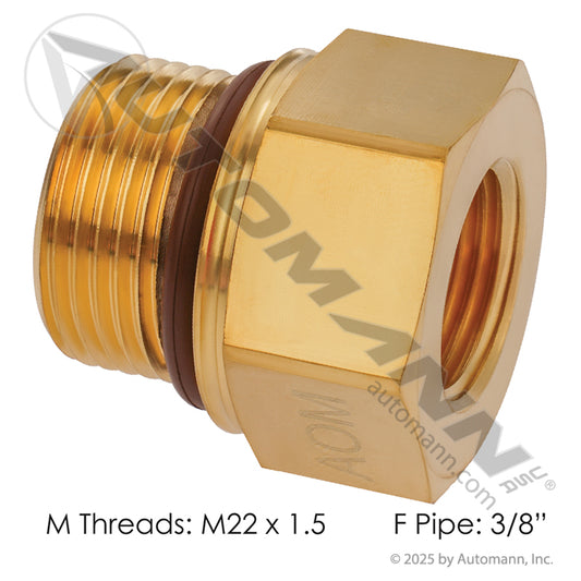 177.9120CM22 - Adapter M22x1.5 Male x 3/8in NPT Female (T5)