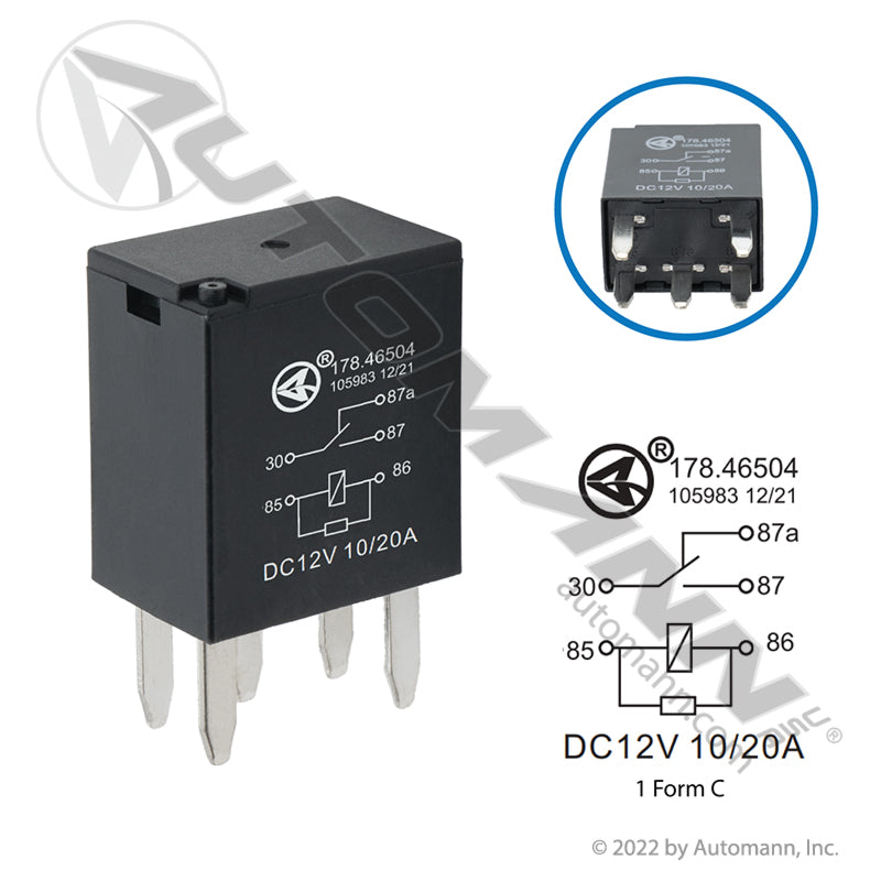 178.46504 - Relay Micro 280 - 5 Pin 12V 20/10A SPDT