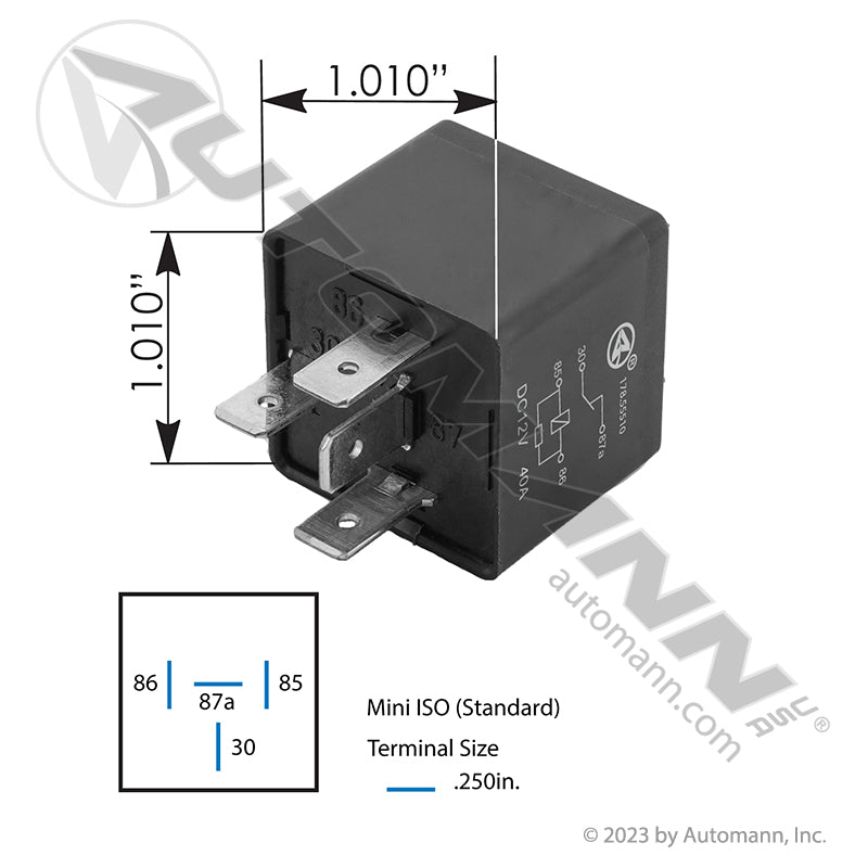 178.55510- Relay ISO Mini 4 Pin 12V 40A SPST-NC IHC(T3)