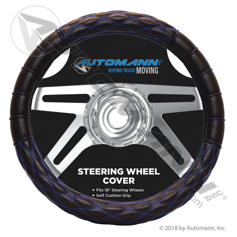 562.99011SWC-B - Steering Wheel Cover Black/Blue (FRONT)