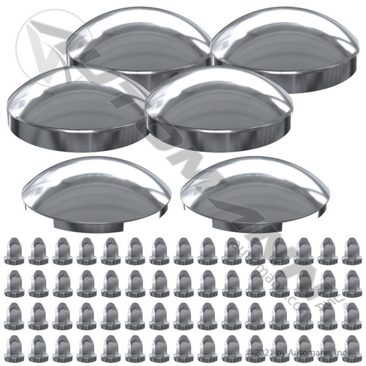562.FR1011C - Axle Cover Complete Set Chrome Steel (13A/10A)