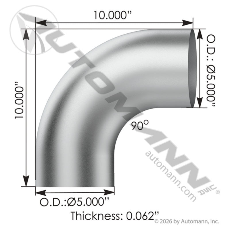562.U4590S10A - Exhaust Elbow 90 Deg 5in OD-OD