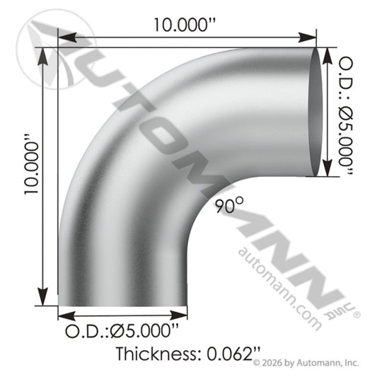 562.U4590S10A - Exhaust Elbow 90 Deg 5in OD-OD