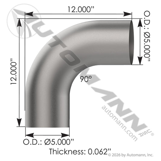 562.U4590S12A - Exhaust Elbow 90 Deg 5in OD-OD ALZ