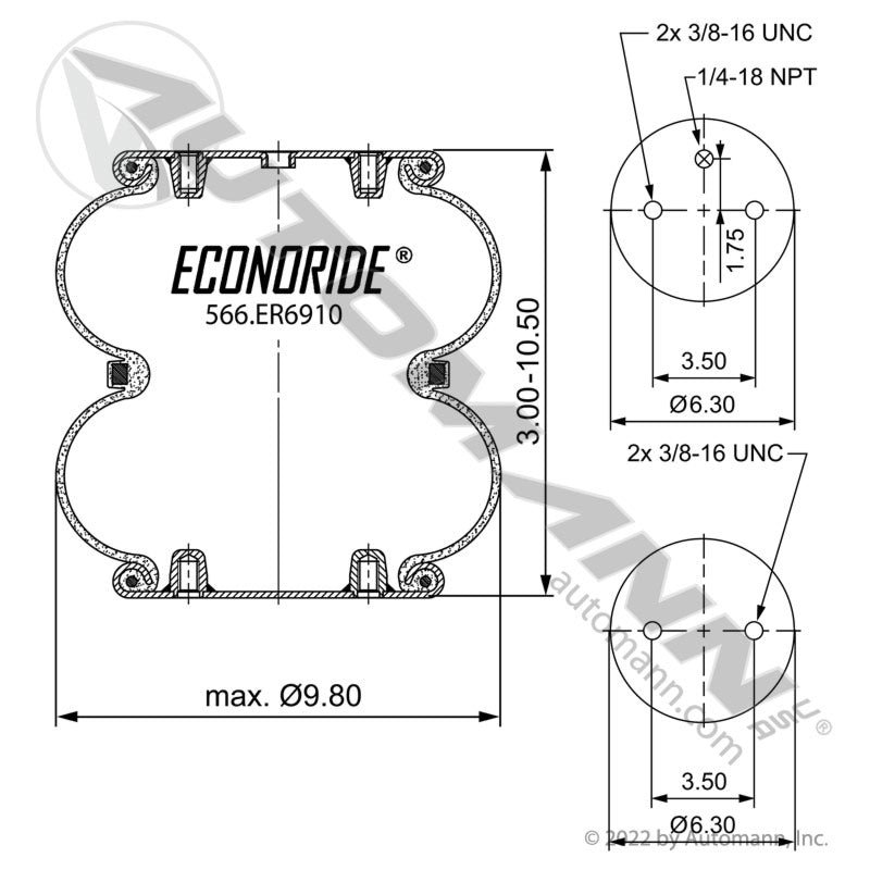 566.ER6910 - Econoride Air Spring Double Convoluted (10E)