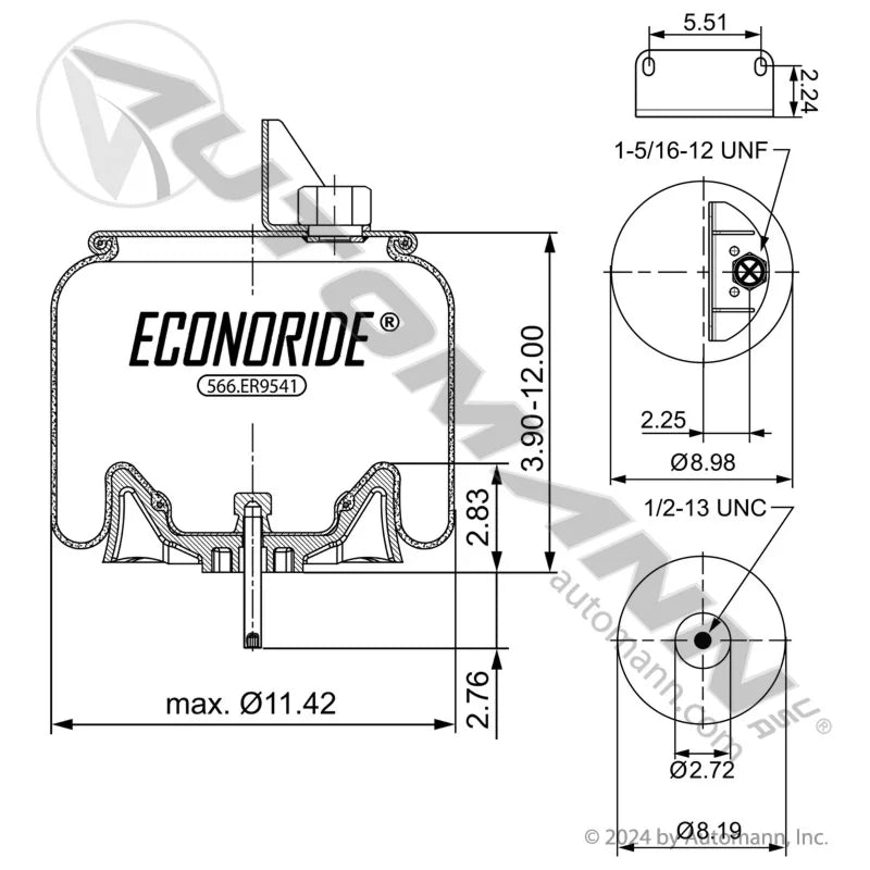 566.ER9541 - Econoride Air Spring Rolling Lobe Kenworth T880