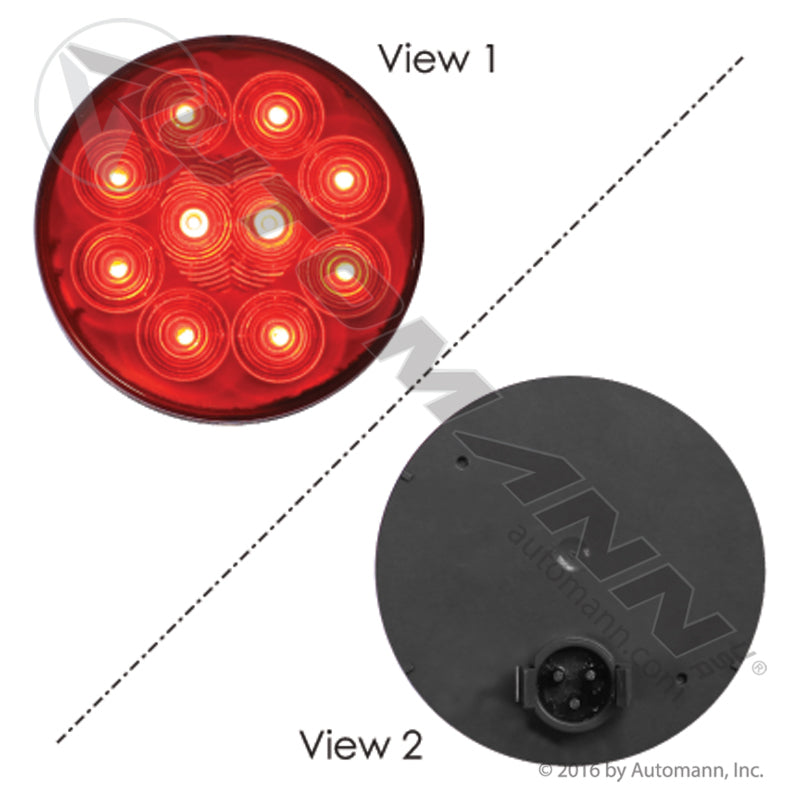 571.LD405R10 - LED S/T/T Light 4in Red Male 3P (ECOSHIELD TRAILER)