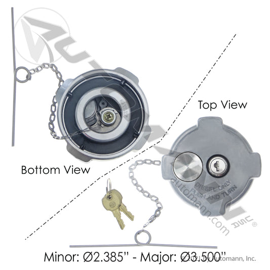 572.1018 - Fuel Cap 3in Locking Freightliner