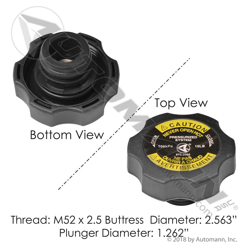 572.2002 - Coolant Surge Tank Cap 15LB PSI (12C)