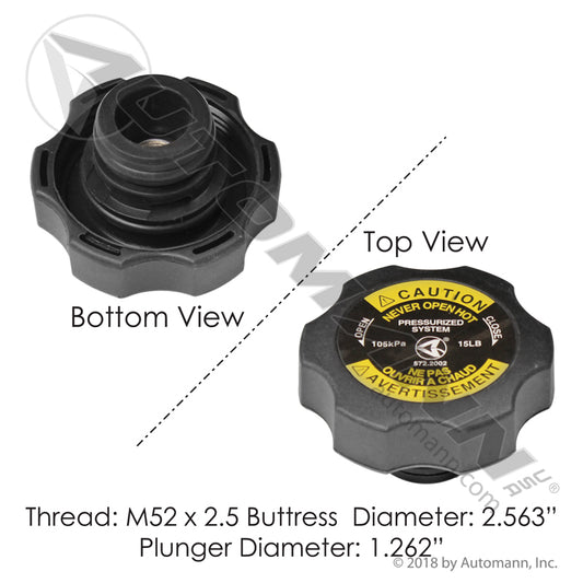 572.2002 - Coolant Surge Tank Cap 15LB PSI (12C)