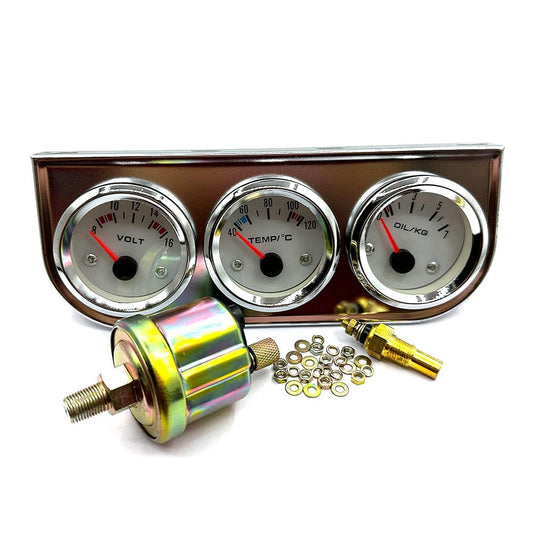 Triple Gauge Kit Voltmeter Water Temp Gauge Oil Pressure Gauge with Sensor Car Meter