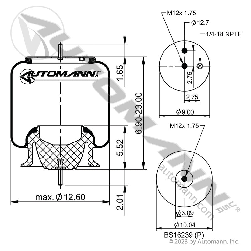 WA01-8468C Rolling Lobe Air Spring with Plastic Base VOLVO (TRA1)