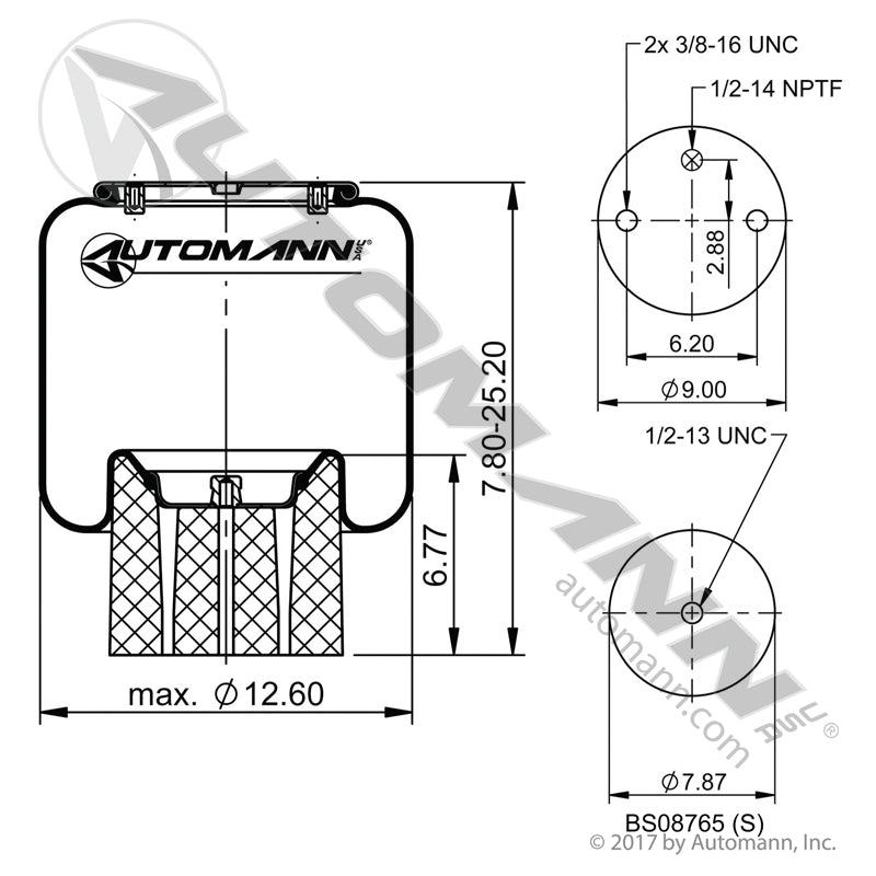WA01-1013C Rolling Lobe Air Spring (Kenworth, Peterbilt) (TRA3)