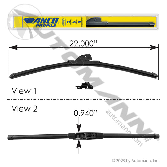 ANA-22-M Wiper Blade ANCO Profile Beam 22in(FRONT)