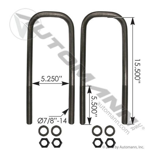 AUBK8866-154 - U Bolt Kit 7/8 X 5-1/4 X 15-1/2 FRT (5C)
