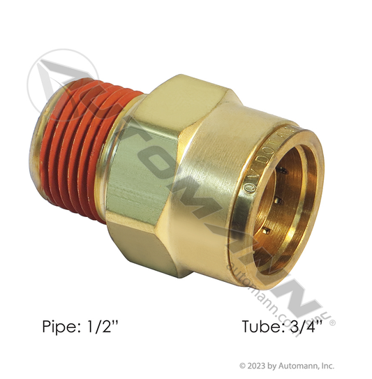 177.13B6812D - Brass PLC Male Connector 3/4 X 1/2in