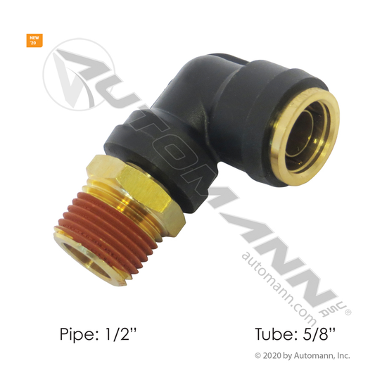 177.12C6910D - PLC Swivel Male Elbow DOT 5/8in X 1/2in
