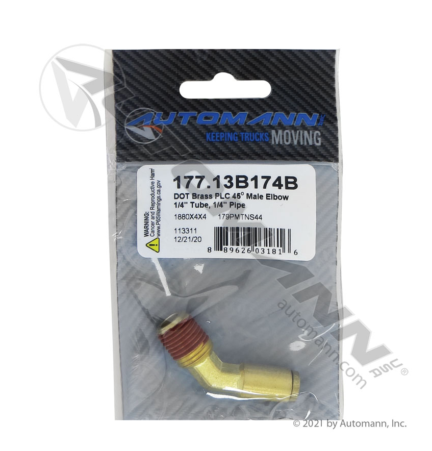 177.13B174B - Brass PLC 45 Deg NS Elbow 1/4 X 1/4in