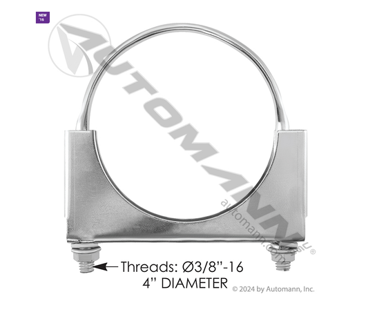 562.U3404C - Flat U-Bolt Saddle Clamp 4in Chrome