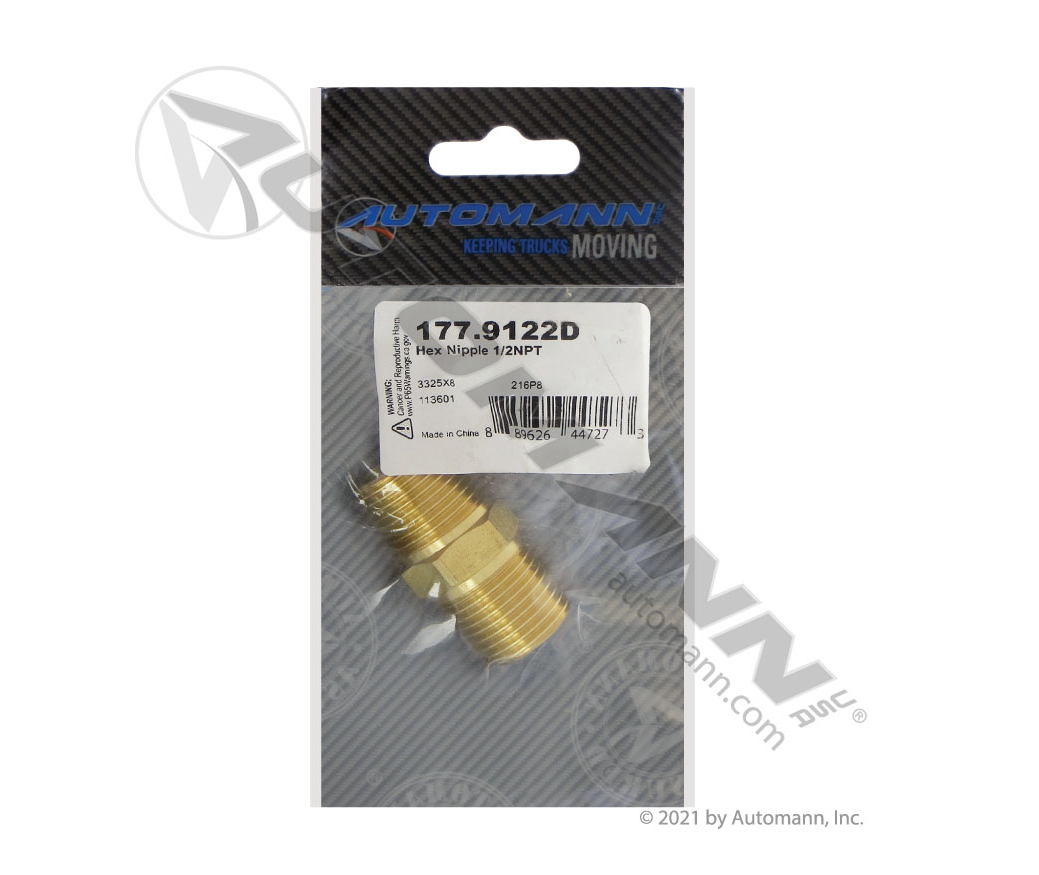 177.9122D - Hex Nipple 1/2NPT
